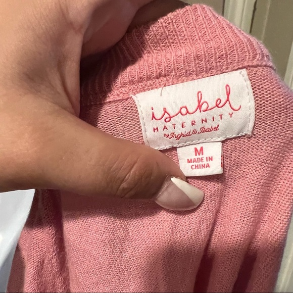 Isabel Maternity Long Sleeve Pink Ruffle Shoulder Sweater - Picture 5 of 5